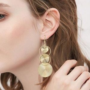 Spiral carved earrings 14K Gold Drop Dangle light